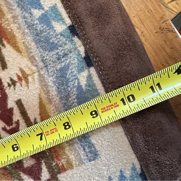 Pendleton Wool and Suede Purse Brown and Blue. hand made by Starry Gardens. - Picture 9 of 9